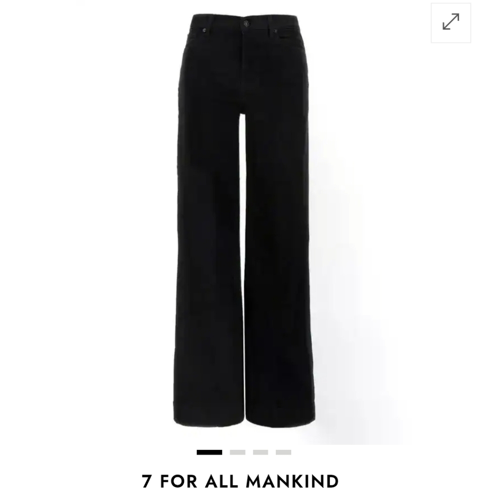 7 For All Mankind Alexa High Waist Straight Leg Pants 29 Black Sateen Jeans